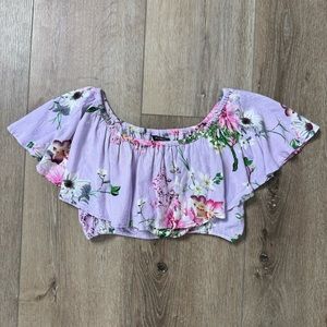 Like New Purple Floral Crop Top Size XS Uluwatu